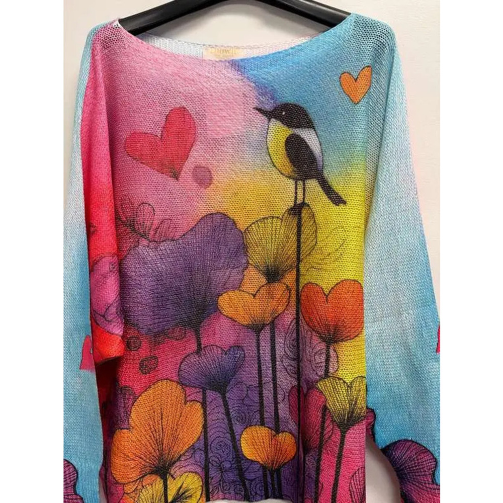 L82 Loowie Songbird Floral Knit Sweater | Round Neck | One Size S-L